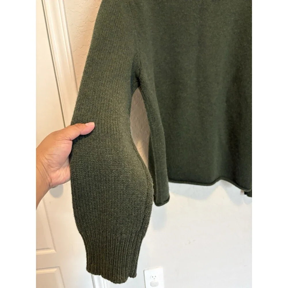 J. Crew Oarsman 100% Lambswool Mens Rollneck Sweater Size Large Fisherman Green